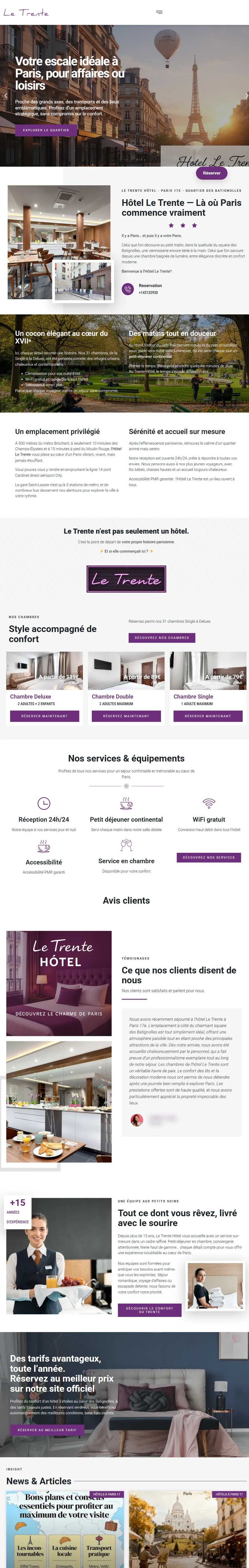 Aperçu du site Le Trente Hôtel